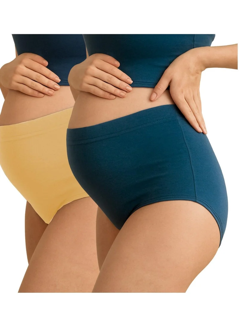2-Pack Bamboo Cotton High Waist Maternity Panties Dark Cyan