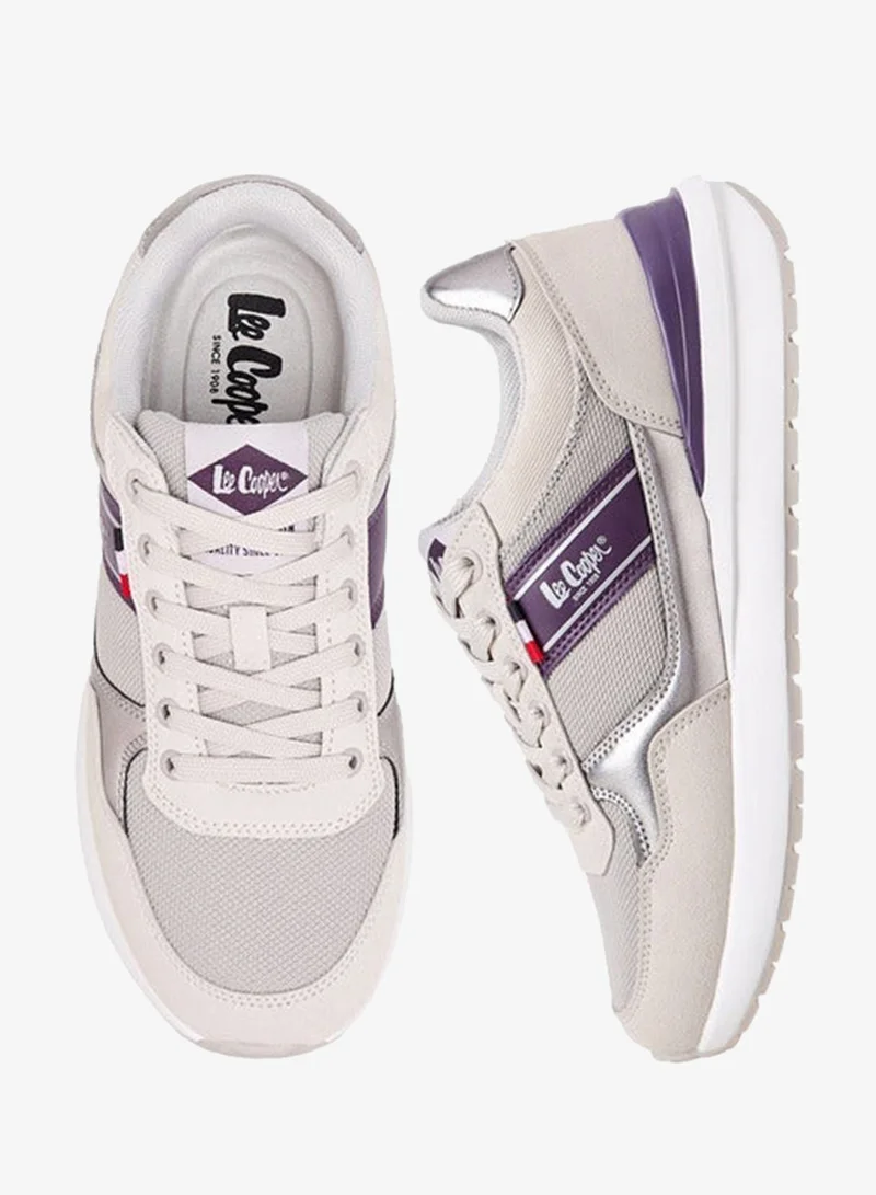 Women's Logo Print Lace-Up Sneakers Grey