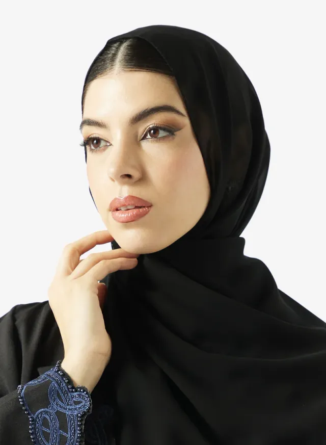 عباية بياقة مطوية مزينة بالدانتيل – صورة 4