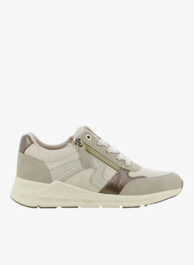 SJ Women's Panelled Lace-Up Sneakers Pale Beige – image 2