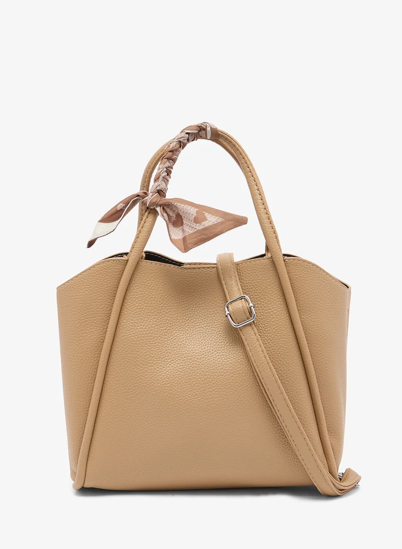 Structured Satchel Bag With Scarf