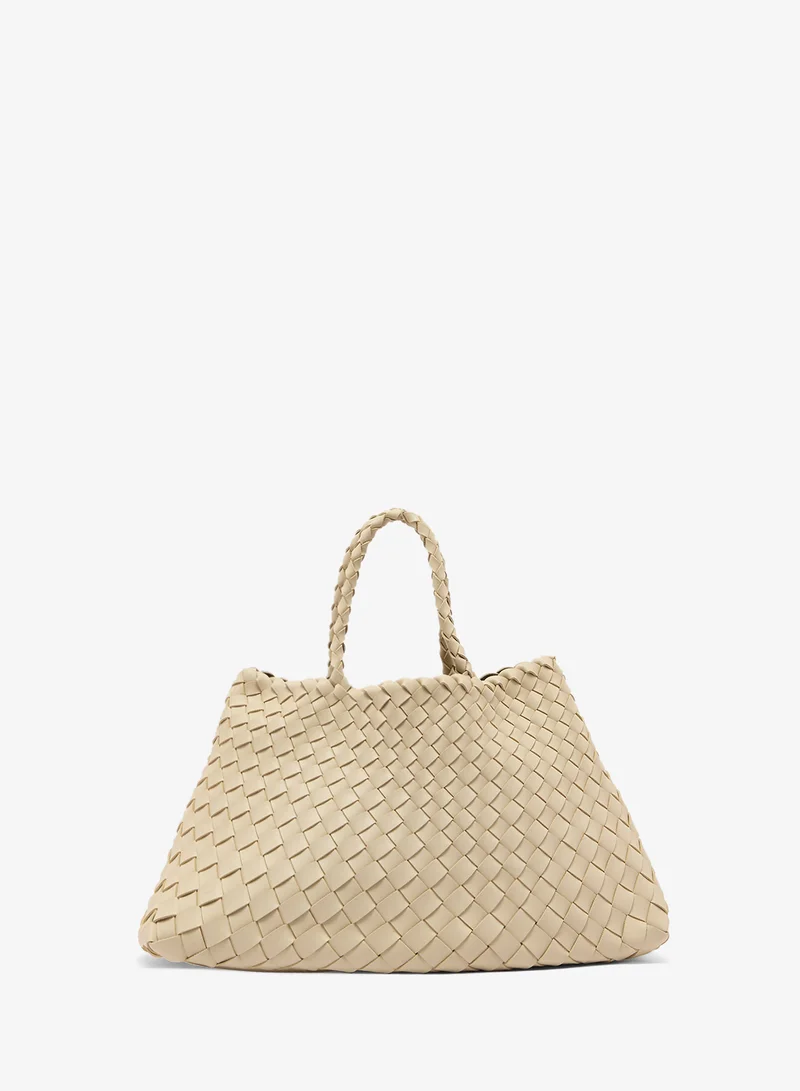 Woven Textured Detail Tote Bag