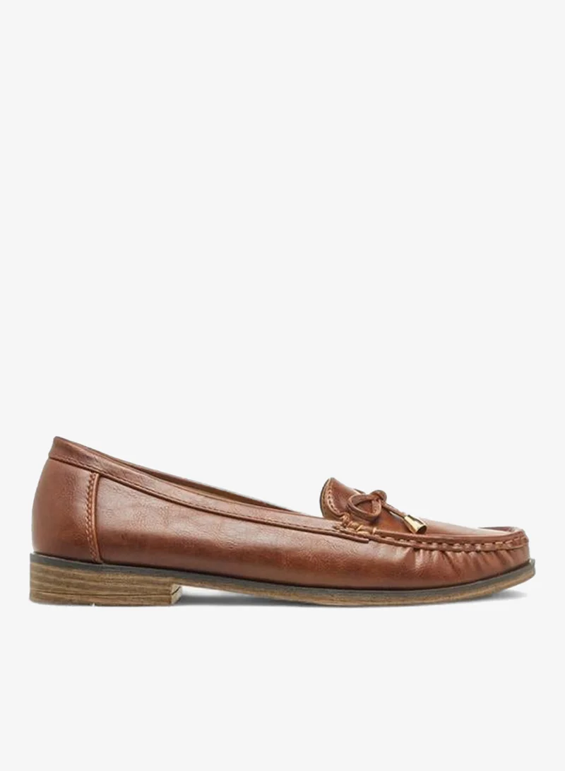Women's Textured Bow Loafers Brown