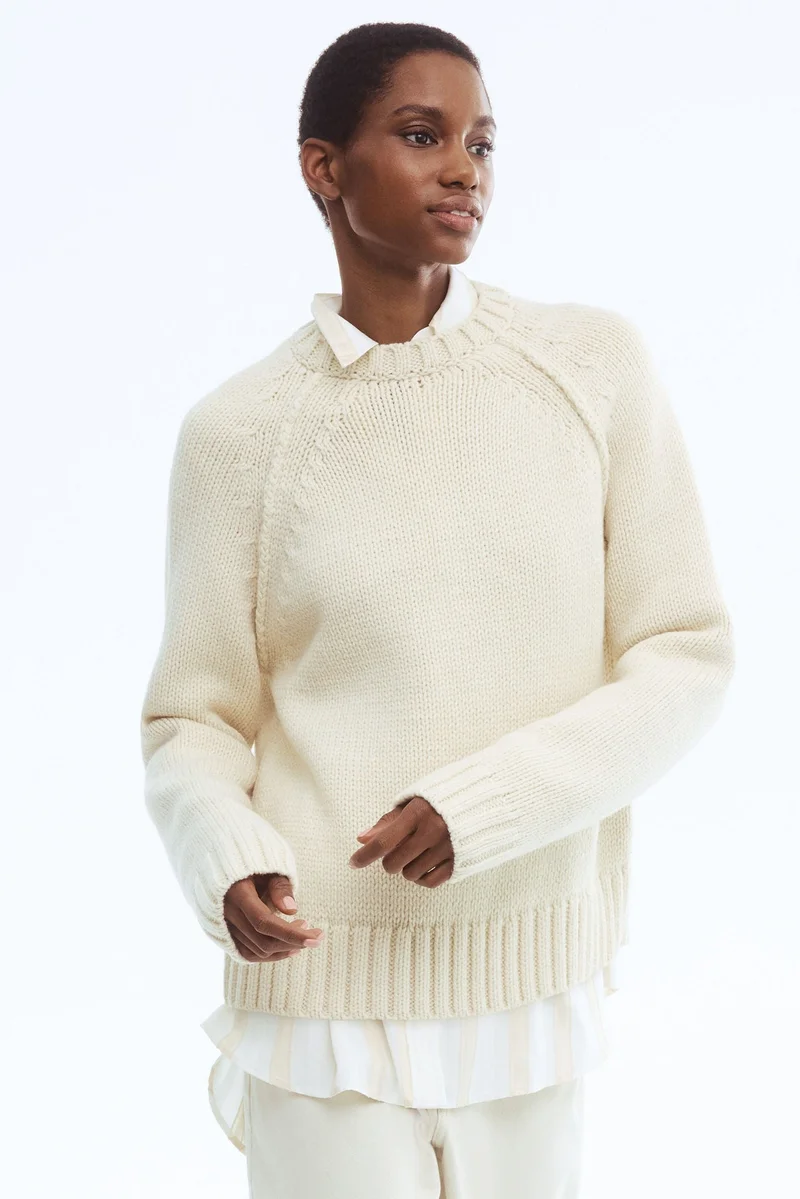 Raglan Sleeve Jumper Beige