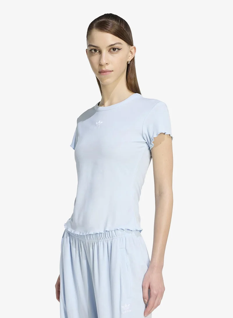 Essentials Scalloped Edge Baby Tee Light Cyan