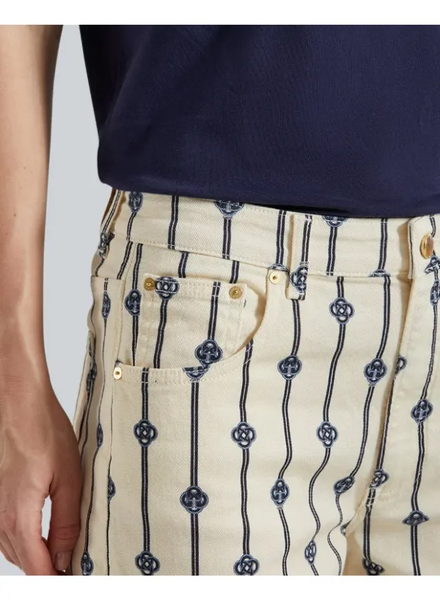 Monogram Striped Straight Jeans – image 4