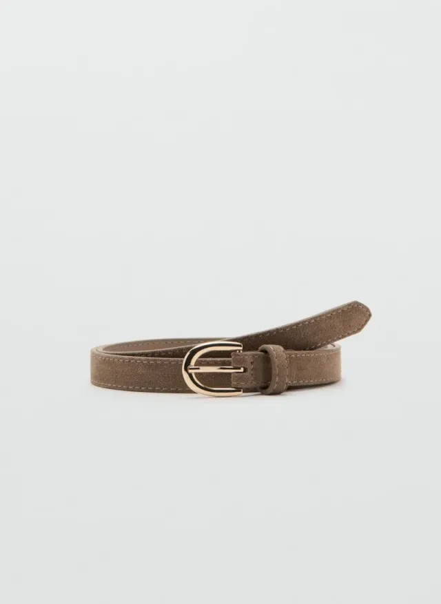 Suede Leather Belt Dusty Rose