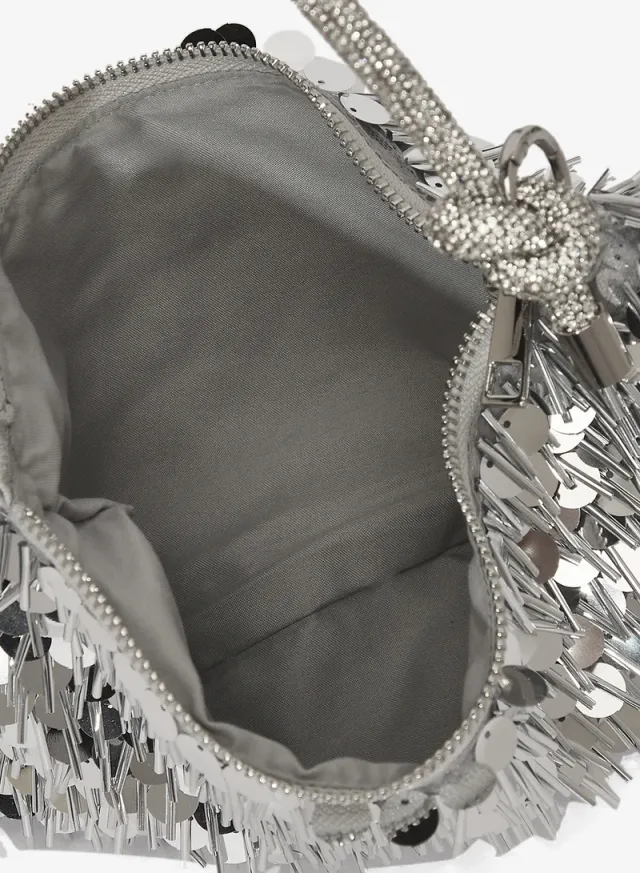 Sequin Handle Mini Bag Silver – image 4
