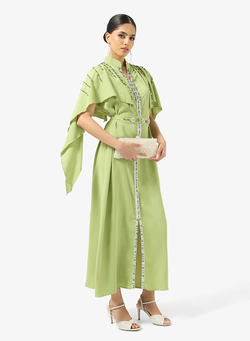 Embellished Cape Dress