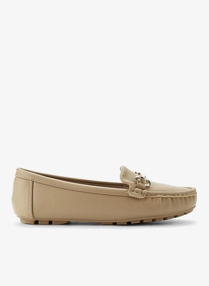 Metallic Trim Loafers Taupe