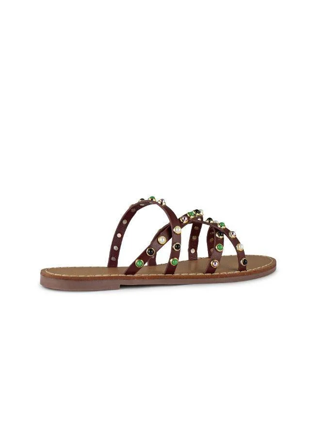 Multi Strap Low Heel Sandals Red