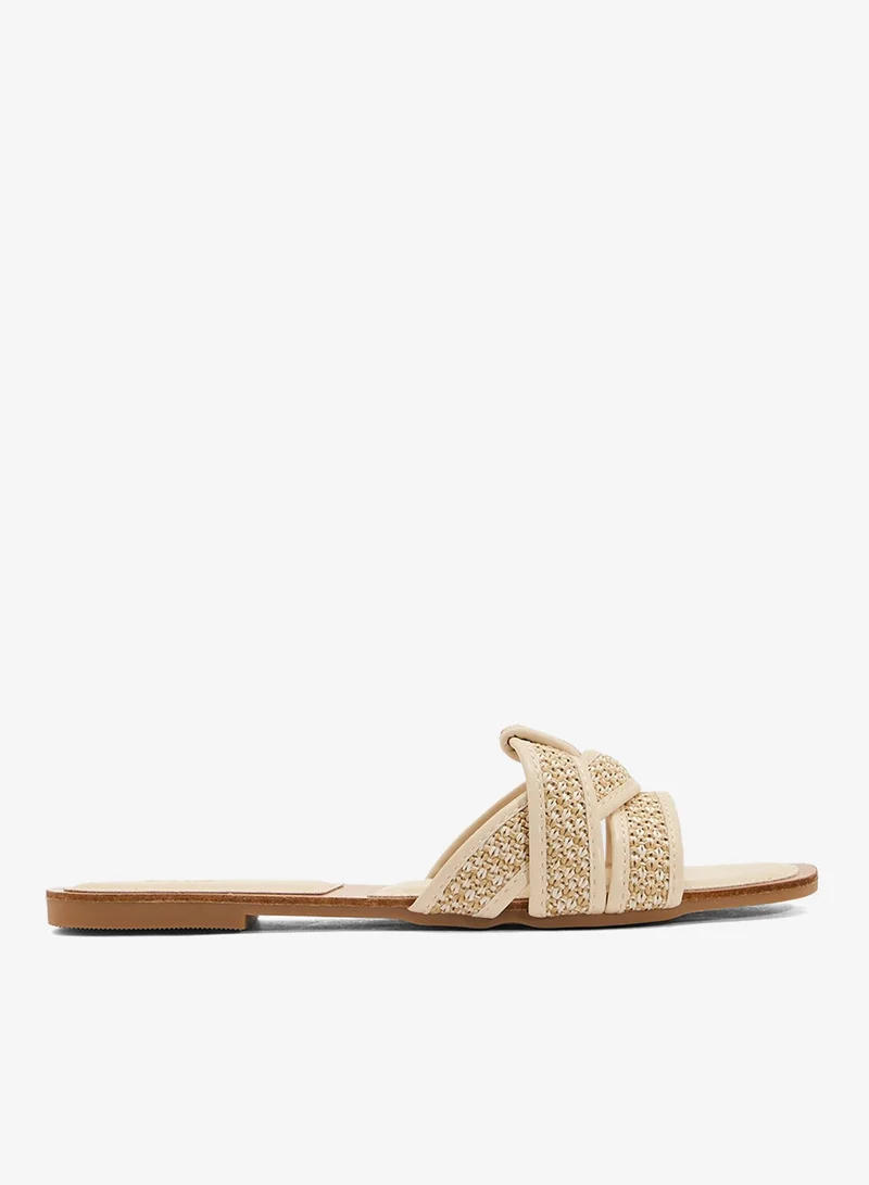 Embellished Flat Sandals Cream