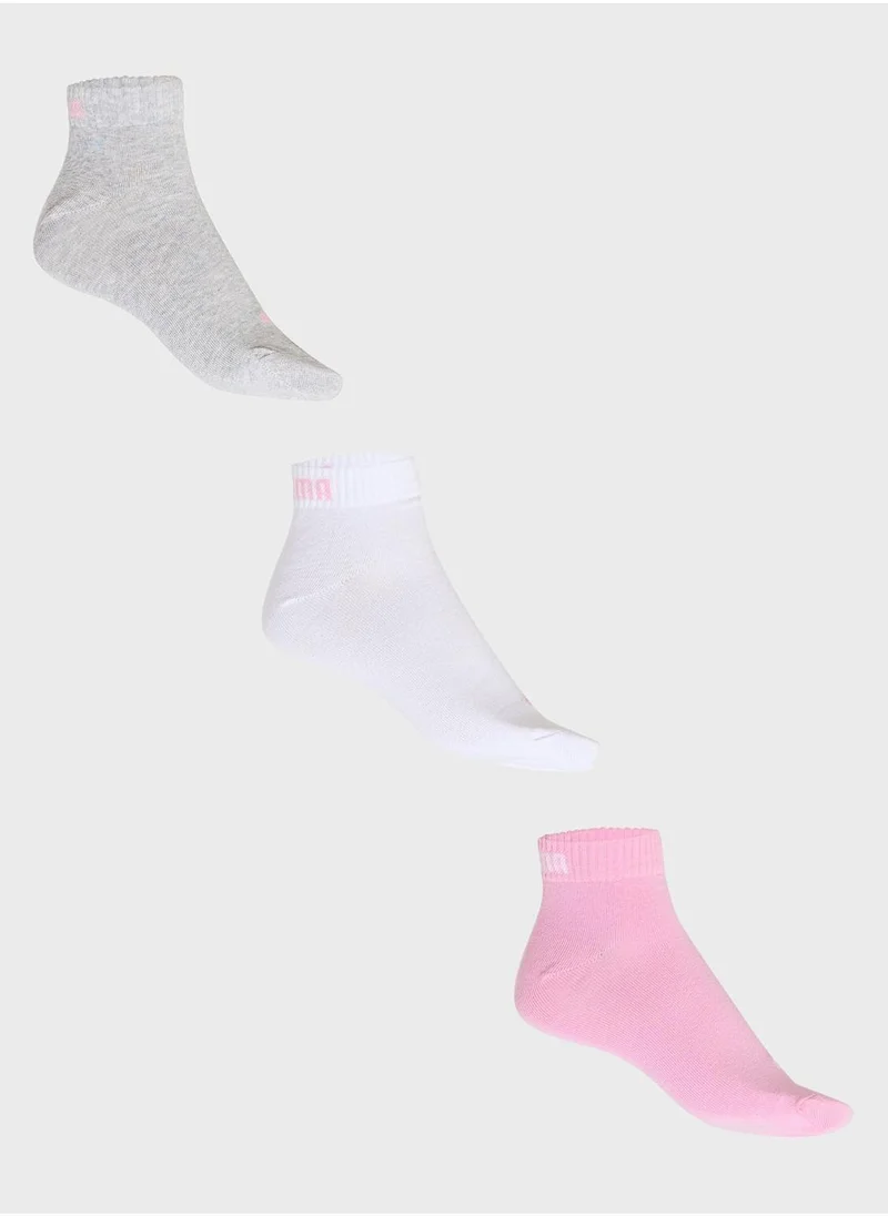 3-Pack Plain Quarter Socks White