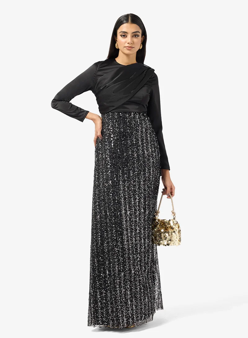 Embellished Draped Dress