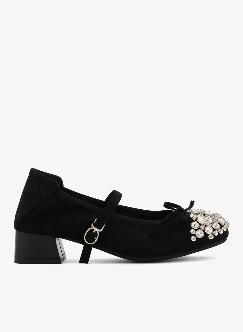 Rhinestone Strap Ballet Mid Heels