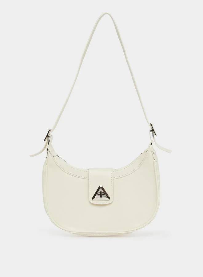 Styli Triangle Metal Shoulder Bag with Zip Closure