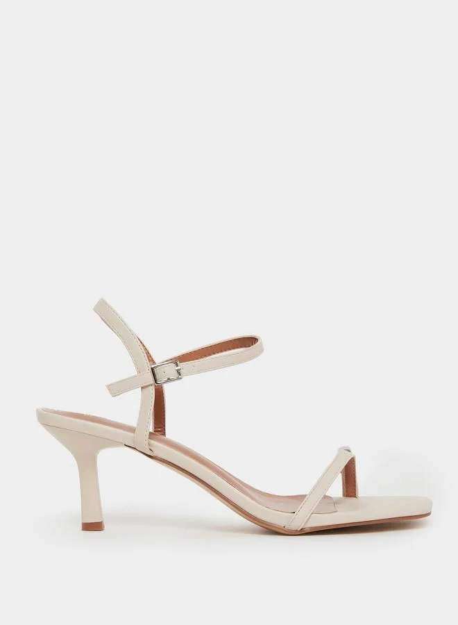 Strappy Stiletto Heel Sandals Beige