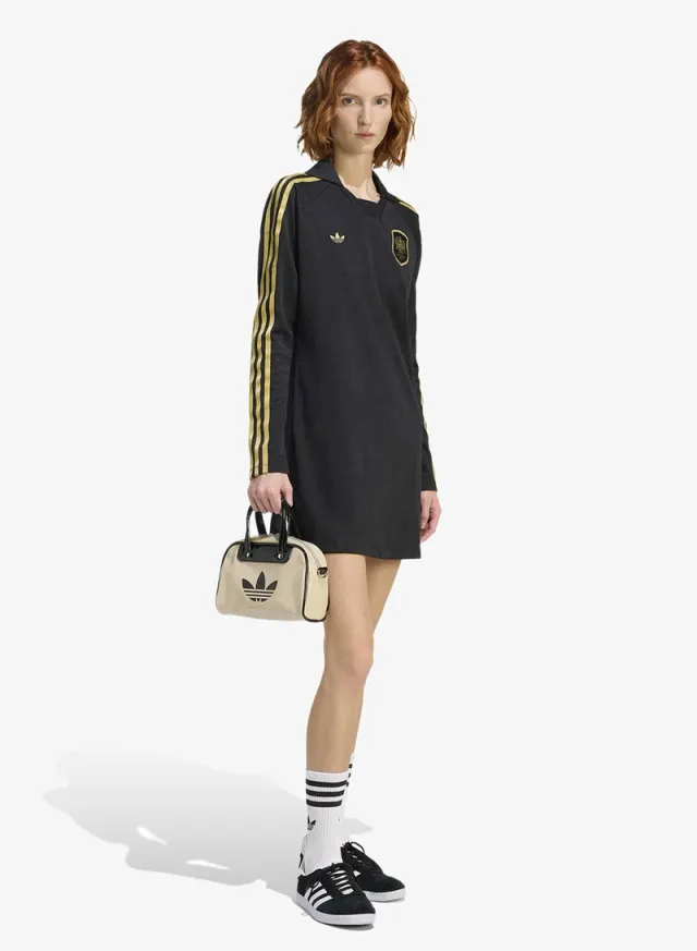 Adidas Originals Women's Black Mini Collared Long-Sleeve Shift Dress with 3-Stripes Design – image 5