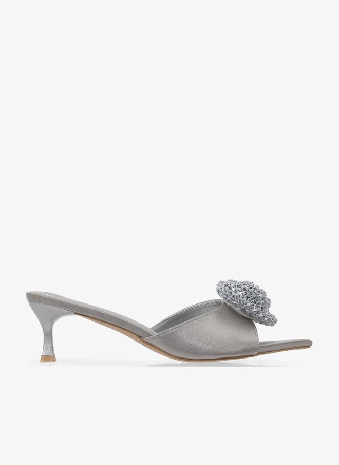 Diamante Heeled Sandals Silver