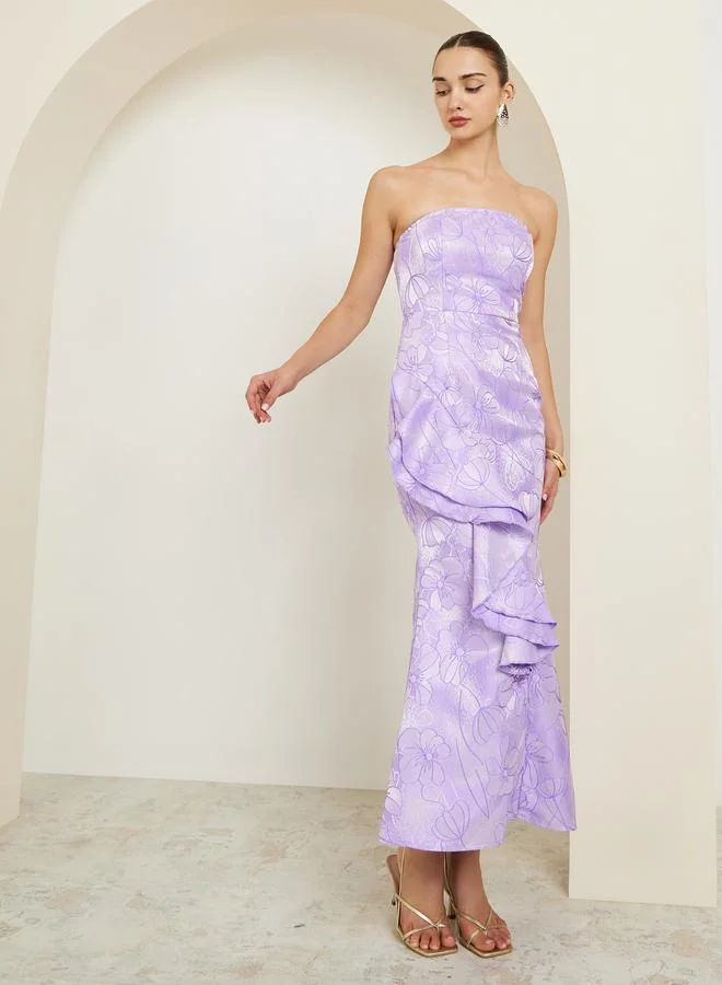 Floral Ruffled Sleeveless Maxi Dress Lilac