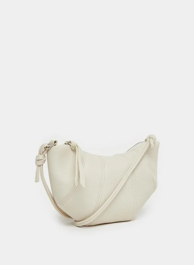 Styli Plain Zip Closure Shoulder Bag White
