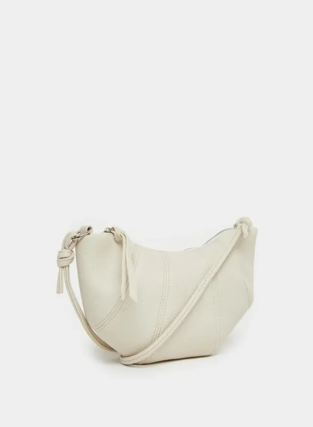 Styli Plain Zip Closure Shoulder Bag White