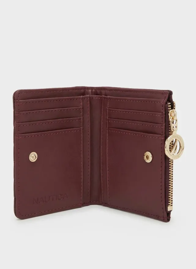 Burgundy PU Bi-Fold Wallet for Women with Press-Stud Closure – image 5