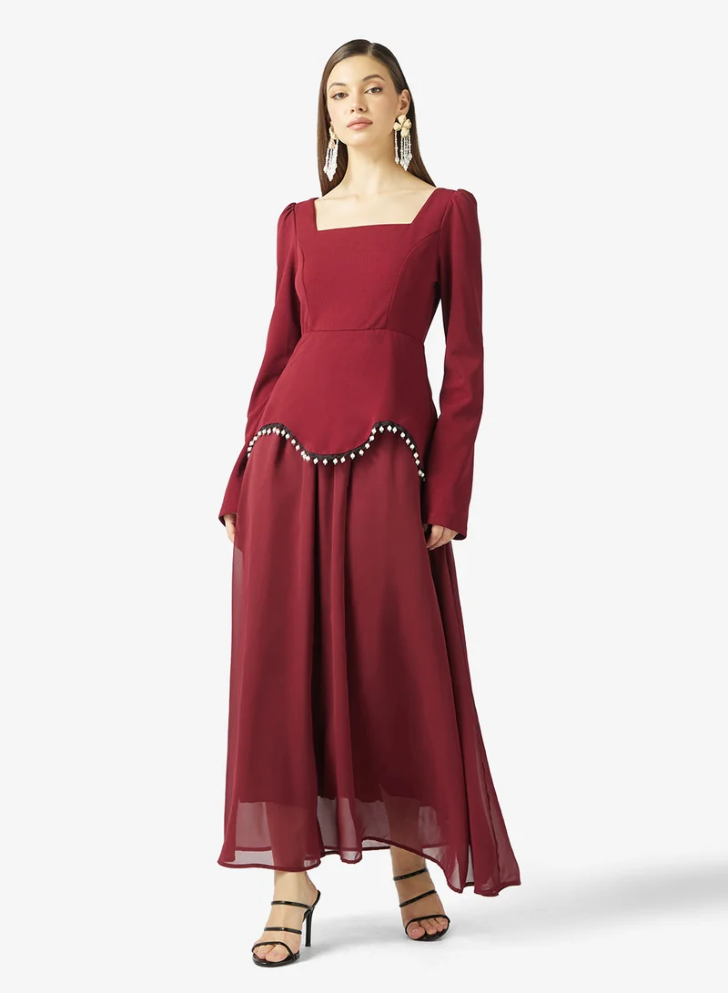 Mock Neck Peplum Dress