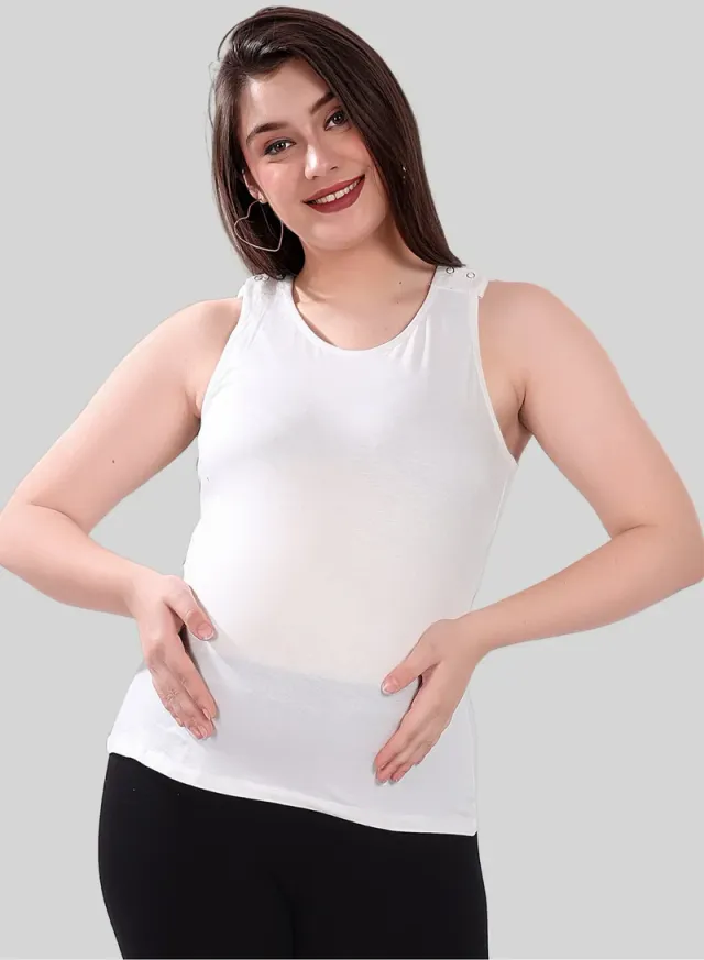 Maternity Nursing Tank Top Combo Pack (2 Pieces) - Solid, Round Neck, Sleeveless – image 2