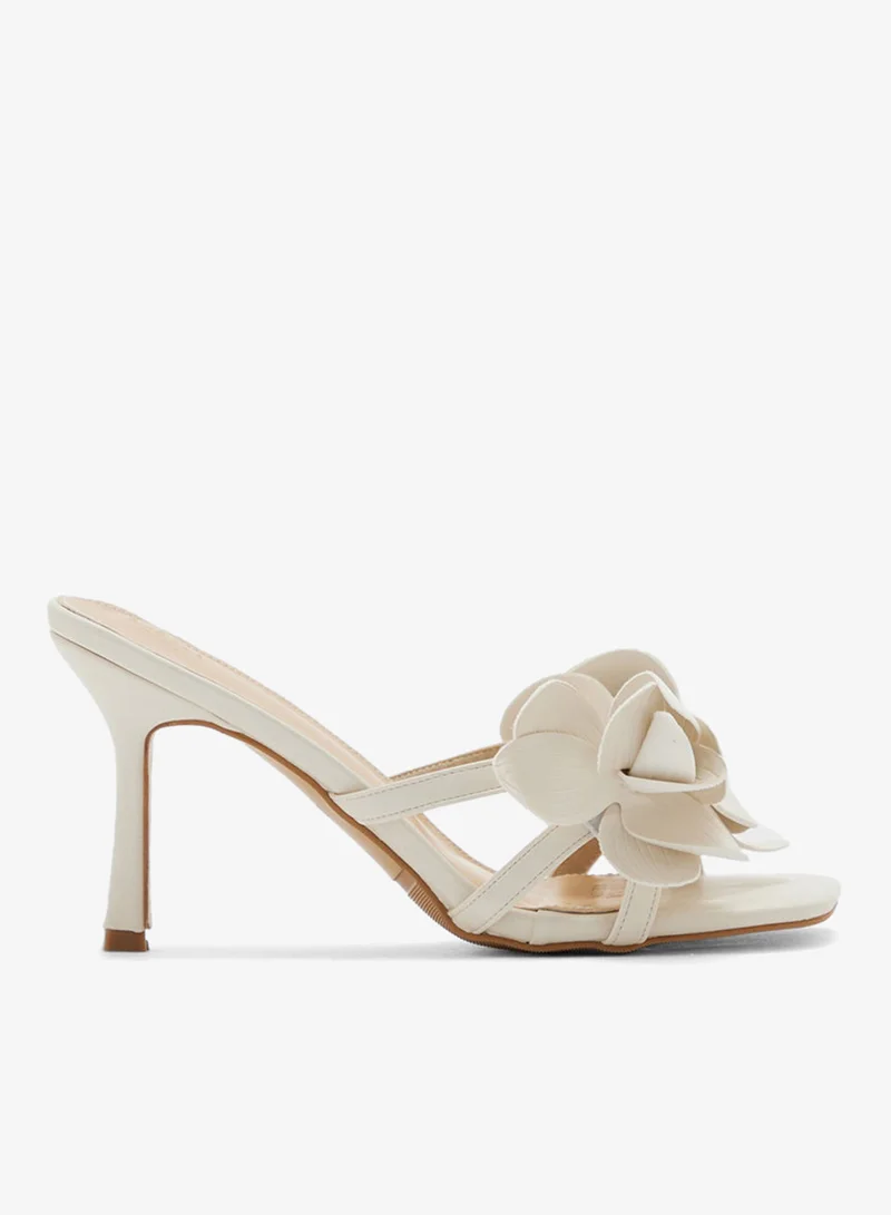 Oversized Floral Heel Sandals Ivory