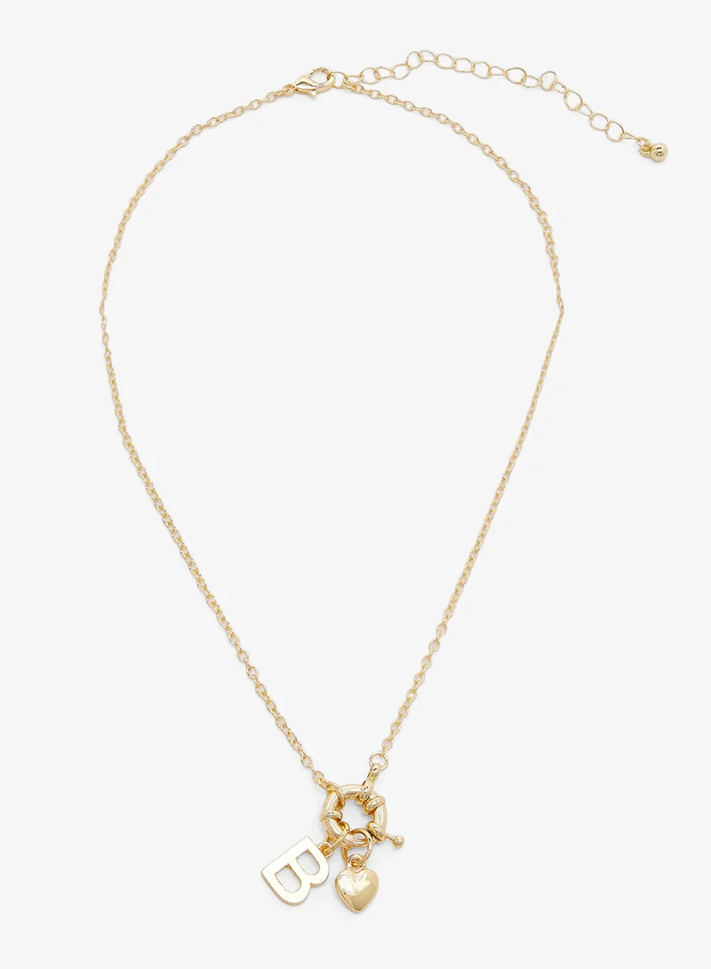 Gold Detail Charm Necklace Gold