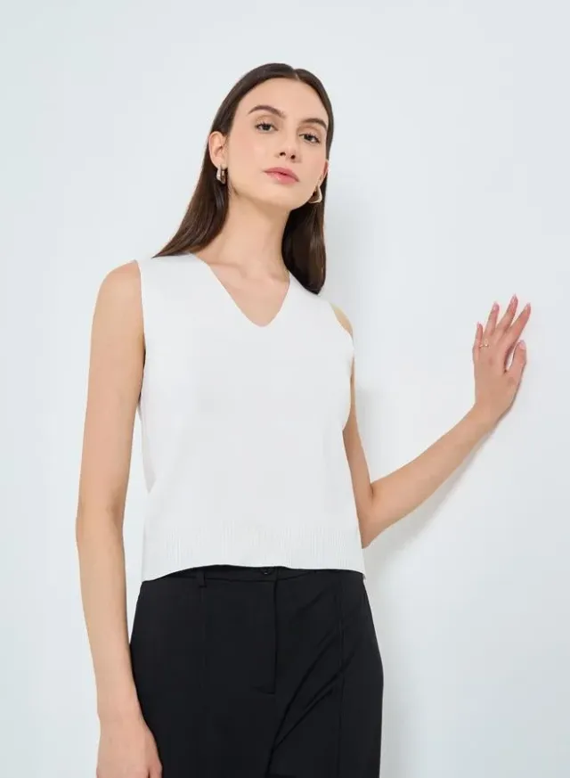 Take Two Women's Elegant Sleeveless Tank White
