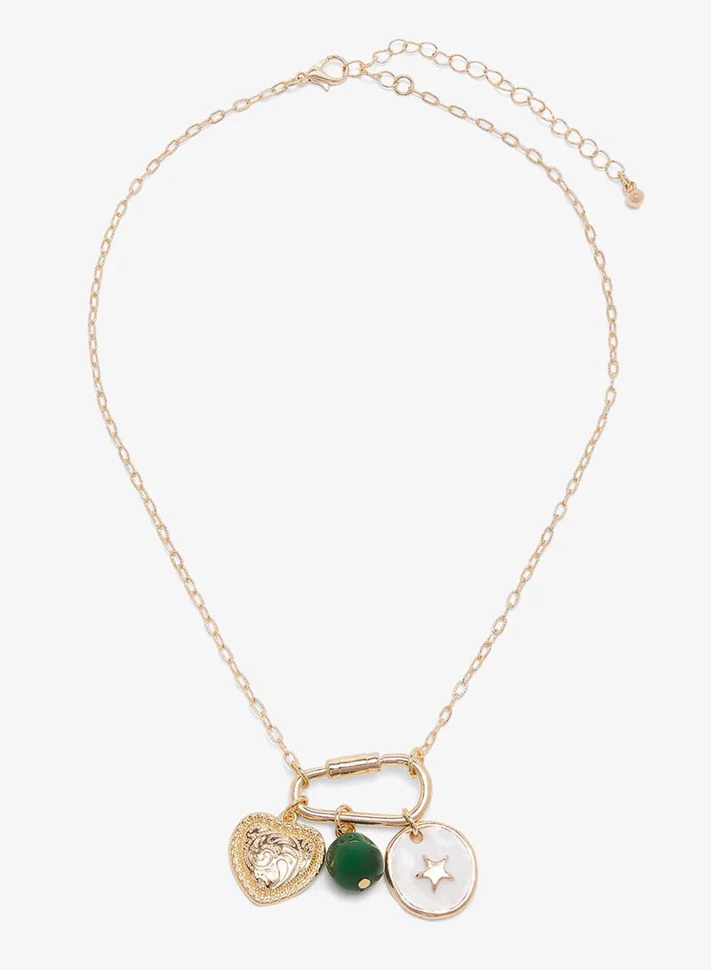 Gold Detail Charm Necklace Gold