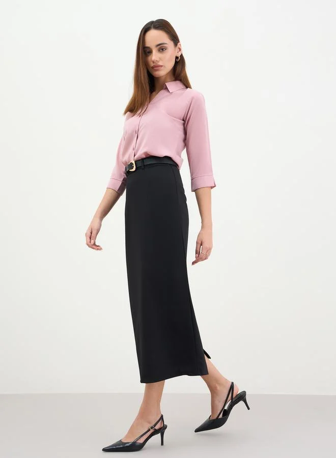 Women's Tailored Midi Skirt Black