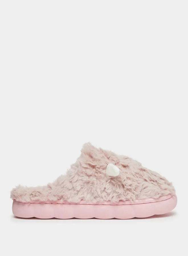 Plush Sheep Ear Slippers Pink