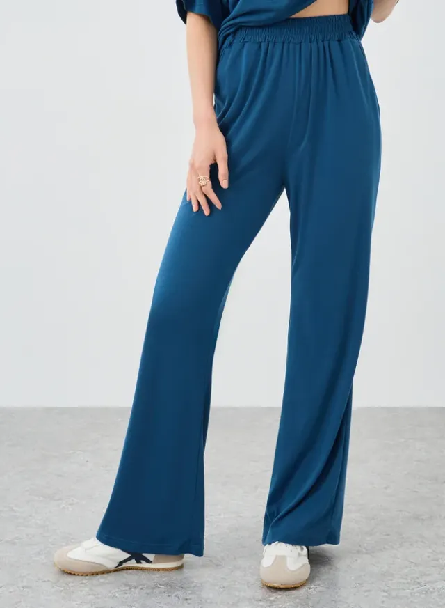 Blue Printed Round Neck T-Shirt and High-Rise Joggers Set – image 6