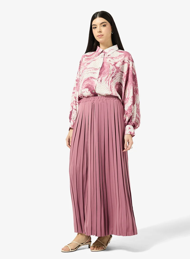 Printed Pleated Skirt Set