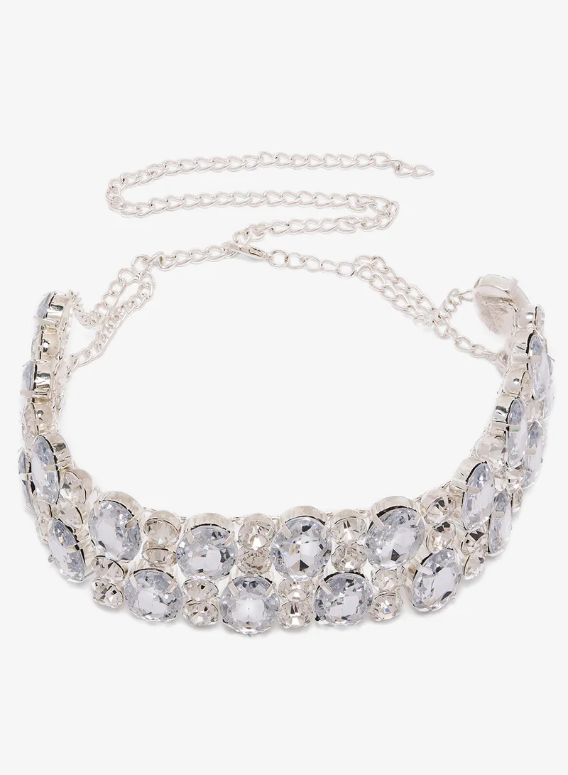 Diamante Rhinestone Choker Silver