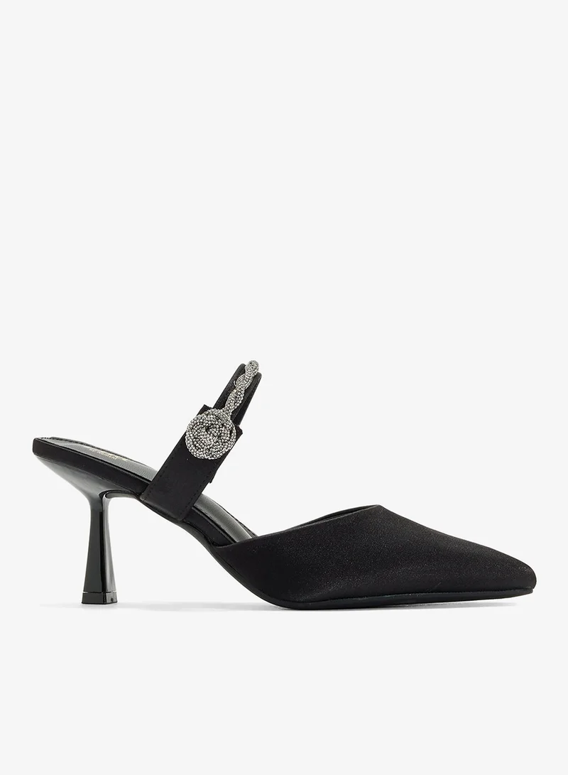 Diamante Heeled Pump Black