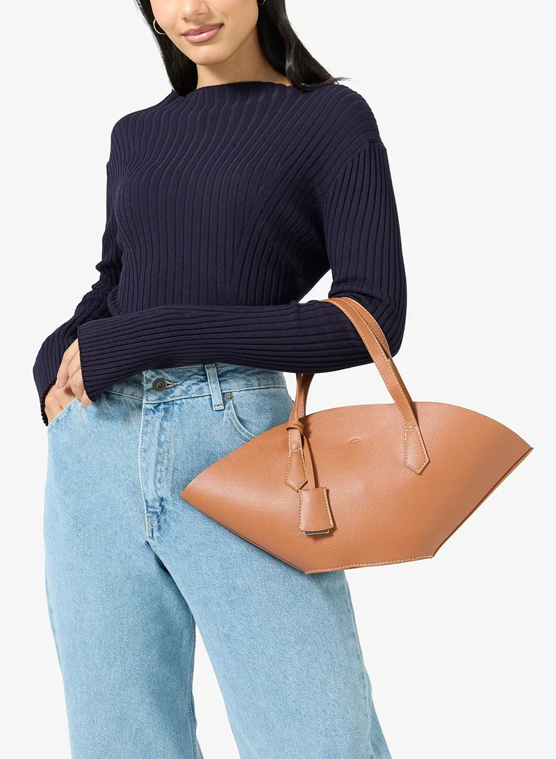 Fan Tote with Pouch Insert Brown
