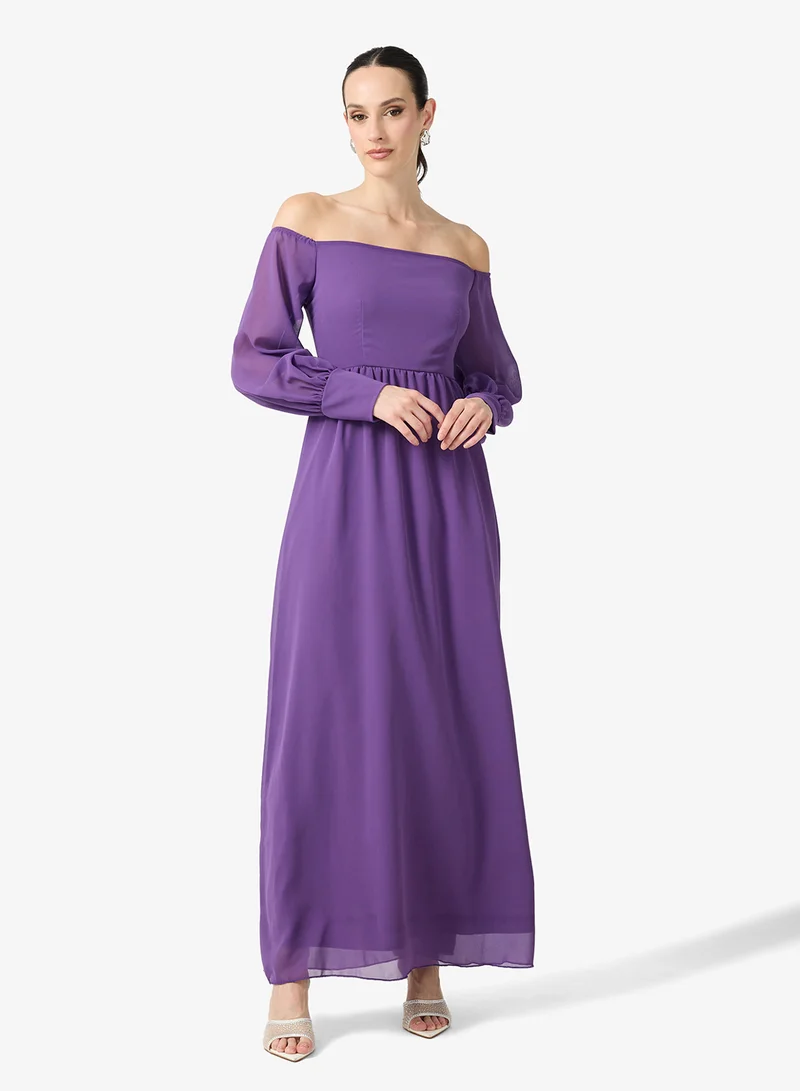 Off-Shoulder A-Line Dress Purple