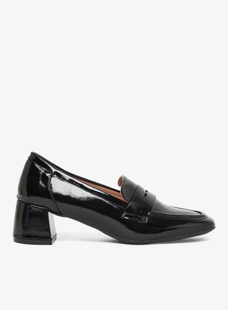 Square Toe Patent Pumps Black