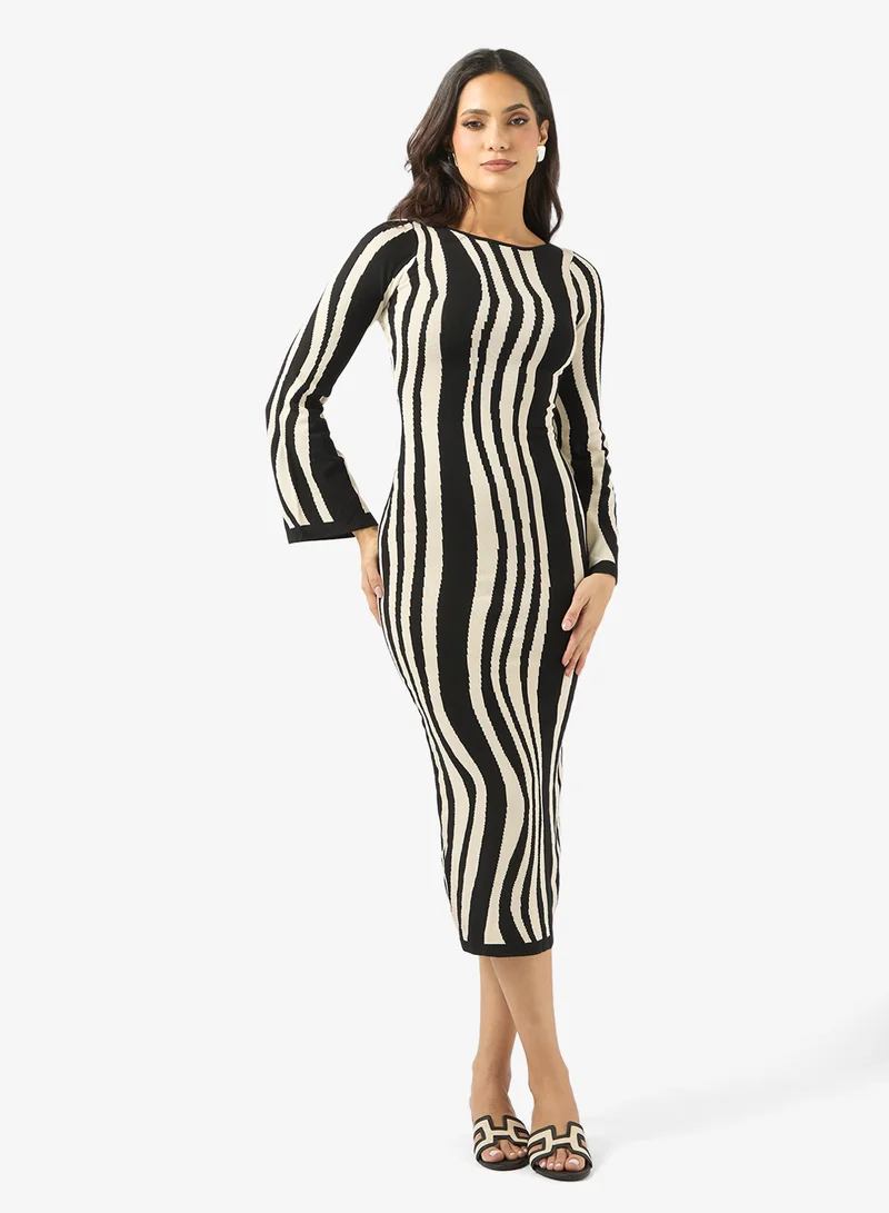 Printed Shift Dress Black