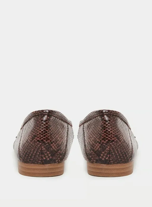 Snake Print Flat Loafers Brown – image 4