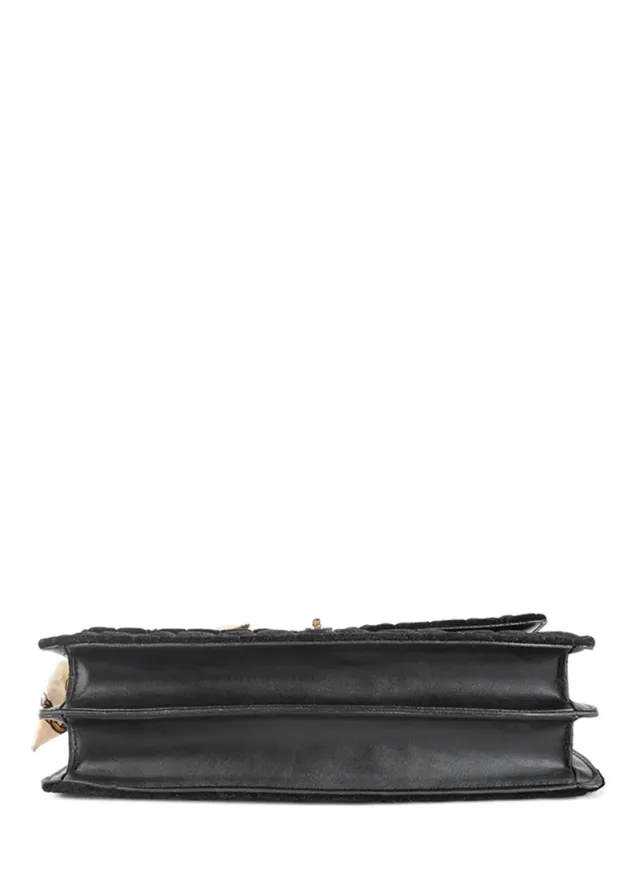 Black Quilted Velvet Baguette Evening Bag with Scarf Accent – image 4