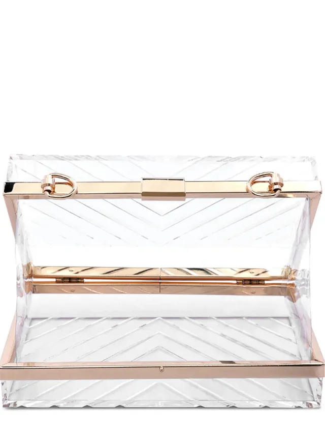 Chevron Transparent Clutch Bag Black – image 5