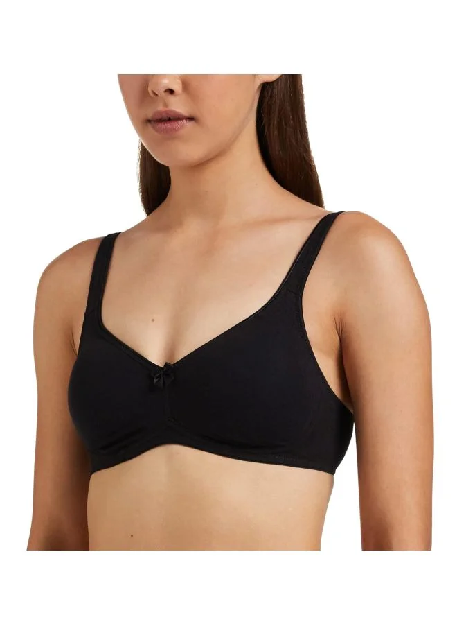 1250 Women's Wire-Free Full Coverage Cotton Everyday Bra Black