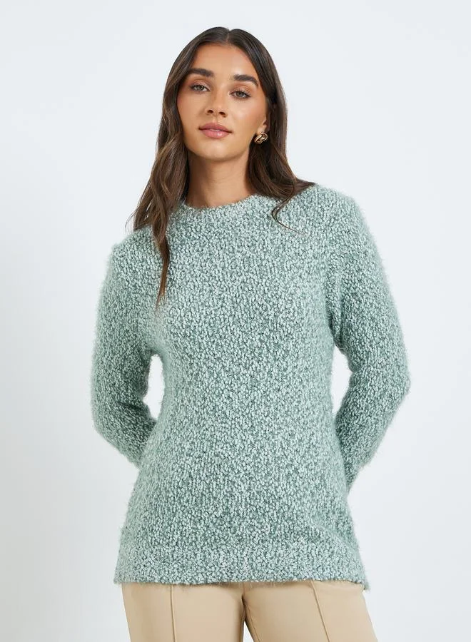 Women's Textured Knit Sweater Mint Green