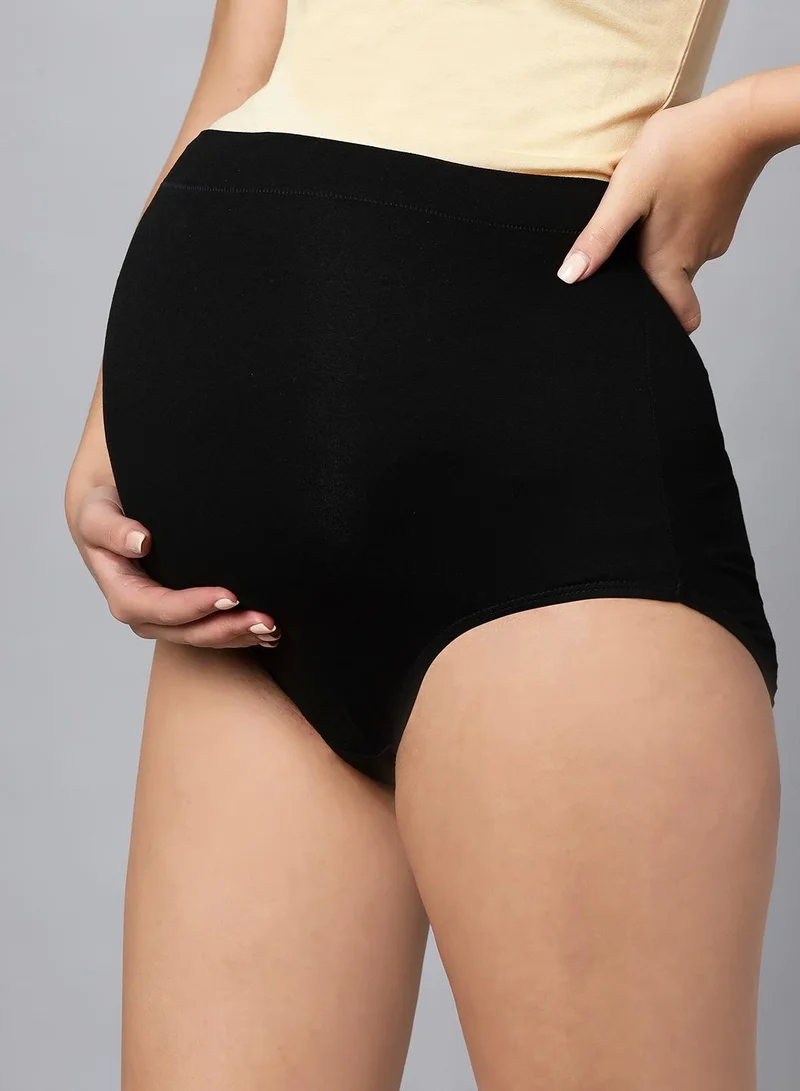 Bamboo Cotton High Waist Maternity Knickers Black