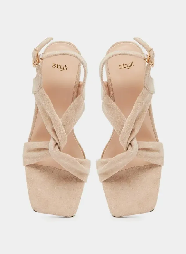 Velvet Criss Cross Wedge Sandals – image 6